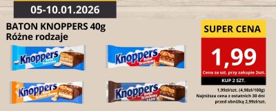 Baton Knoppers różne rodzaje 40g promocja w Supeco