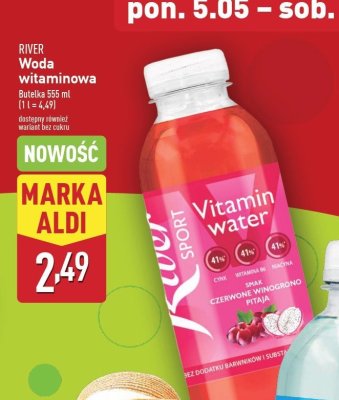 Woda witaminowa o smaku czerwonego winogrona pitaja River sport promocja