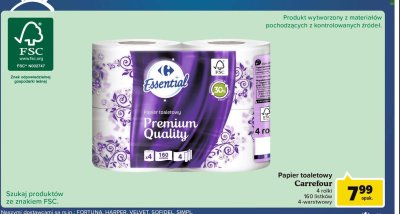 Papier toaletowy premium Carrefour essential promocja