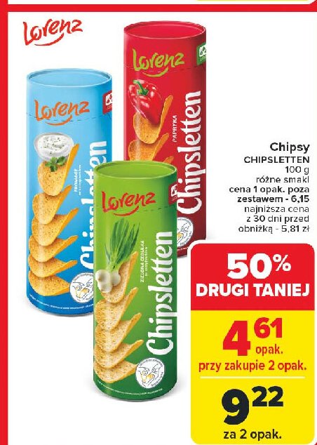 Chipsy zielona cebulka ze szczypiorkiem Lorenz chipsletten promocja w Carrefour