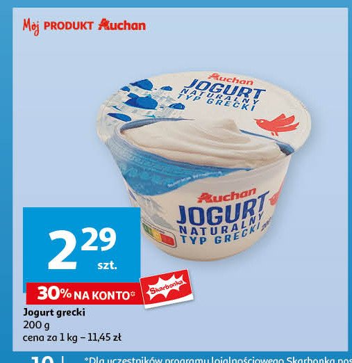 Jogurt naturalny typ grecki Auchan różnorodne (logo czerwone) promocja