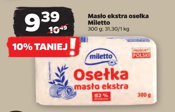 Masło extra osełka Miletto promocja