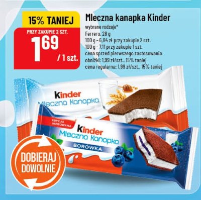 Mleczna kanapka Kinder wybrane rodzaje Ferrero promocja w POLOmarket