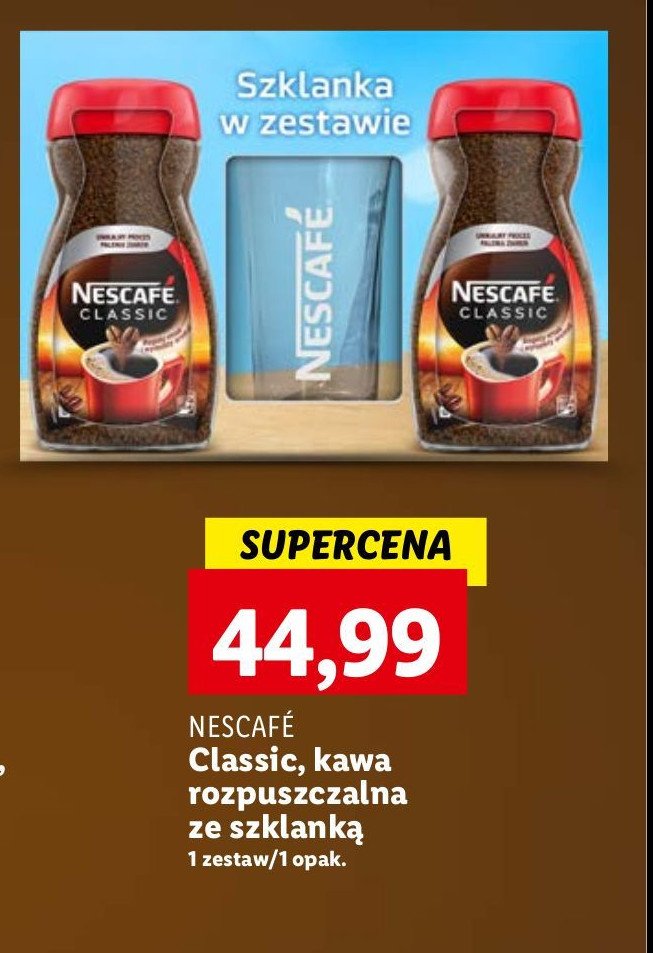 Kawa + szklanka Nescafe classic promocja