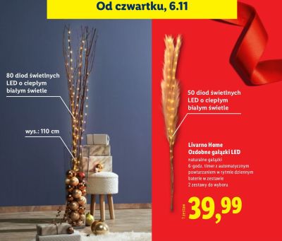 Ozdobne gałązki LED  promocja w Lidl