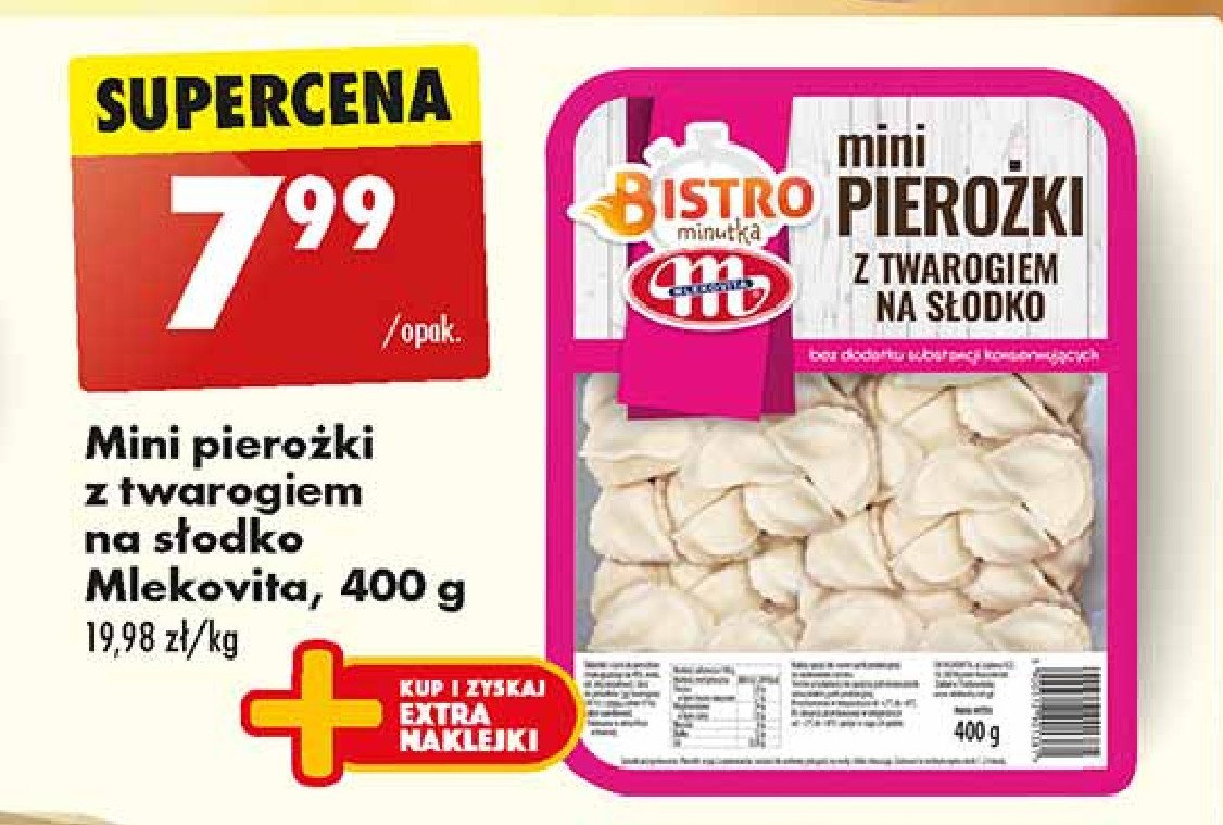 Pierogi z twarogiem na słodko MLEKOVITA BISTRO MINUTKA promocja