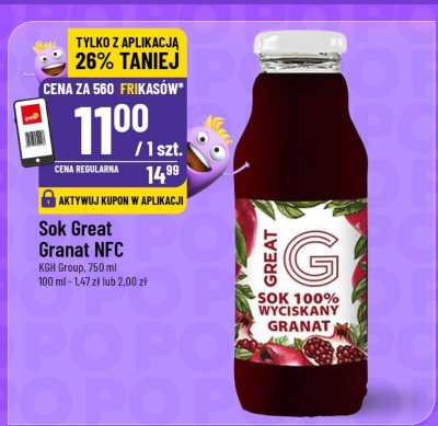 Sok Great Granat NFC promocja w POLOmarket