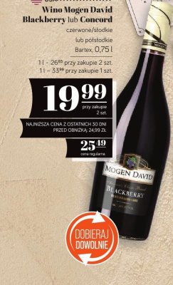 Wino Mogen David Blackberry czerwone słodkie 0,75l promocja w POLOmarket