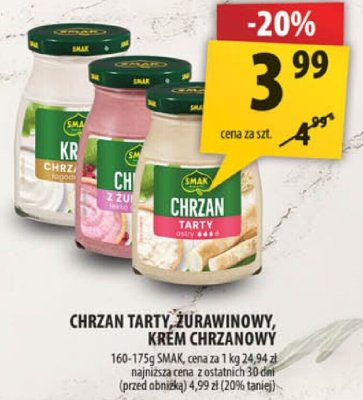 Chrzan tarty żurawinowy, krem chrzanowy Smak promocja w Arhelan