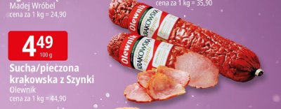 Sucha/pieczona krakowska z Szynki Olewnik promocja w Leclerc