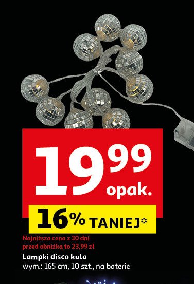 Lampki disco kula 165 cm promocja w Auchan