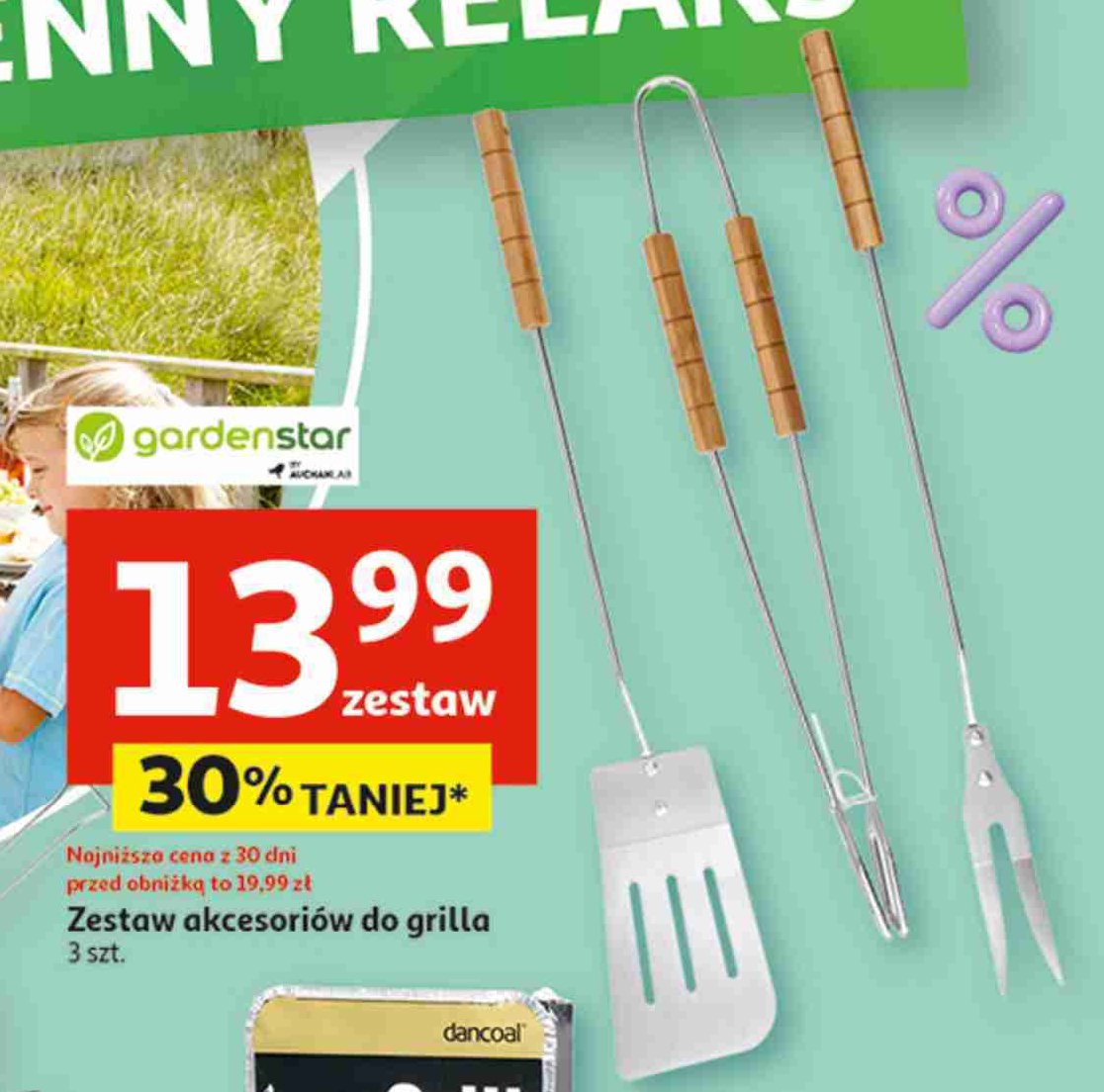 Zestaw akcesoriów do grilla z drewnianą rączką Garden star promocja