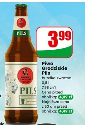 Piwo Grodziskie Pils butelka zwrotna 0,5 l promocja w Dino