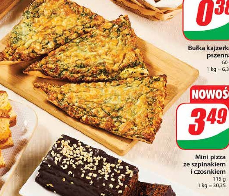 Mini pizza ze szpinakiem i czosnkiem promocja w Dino