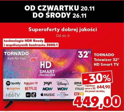 Telewizor TORNADO 32" HD Smart TV promocja w Kaufland
