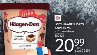 Lody LODY HÄAGEN-DAZS 420/460 ML różne rodzaje promocja w Selgros