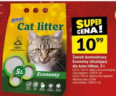 Żwirek bentonitowy Economy zbrylający Hilton 5 l promocja w Twój Market