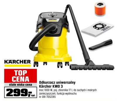 Odkurzacz uniwersalny Kärcher KWD 3 moc 1000 W, poj. zbiornika 17 l, do suchych i mokrych zanieczyszczeń, funkcja wydmuchu promocja w OBI
