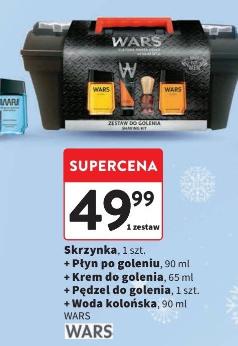 Zestaw w skrzynce classic płyn po goleniu 90 ml + woda kolońska 90 ml + krem do golenia 65 g + pędzel do golenia Wars zestaw promocja w Intermarche