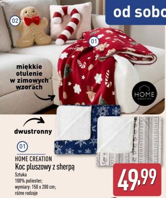 Koc pluszowy z sherpa HOME CREATION promocja w Aldi