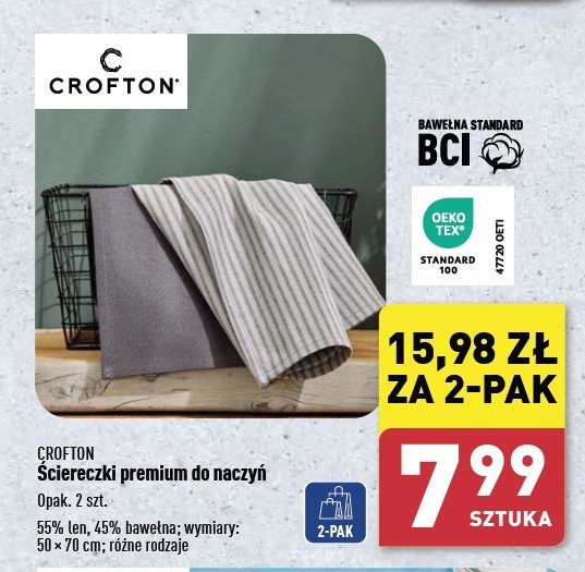 Ściereczki kuchene premium 50 x 70 cm Crofton promocja