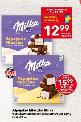 Alpejskie Mleczko Milka o smaku waniliowym 330 g promocja w LEWIATAN