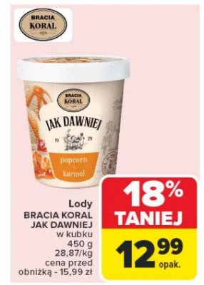 Lody popcorn i karmel Bracia koral lody jak dawniej promocja