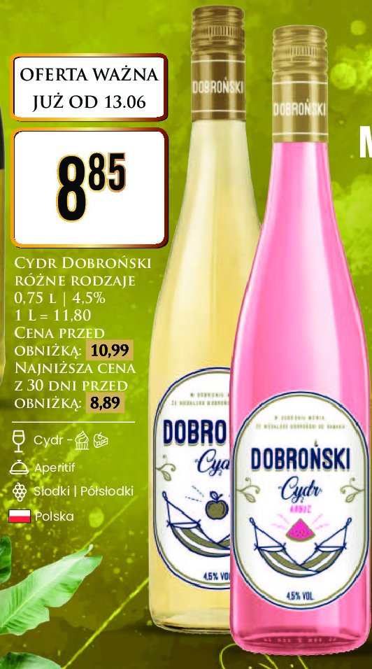 Cydr arbuz DOBROŃSKI promocja w Dino