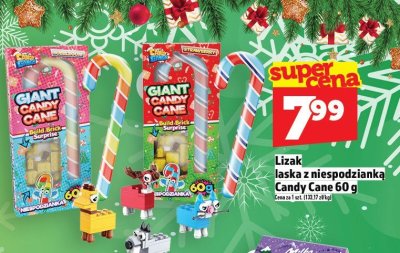 Lizak laska z niespodzianką Candy Cane 60 g promocja w TOPAZ