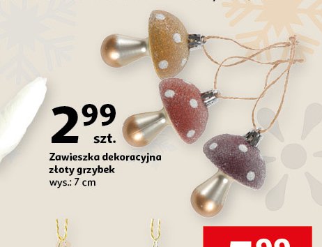 Zawieszka dekoracyjna złoty grzybek 7 cm Actuel promocja w Auchan