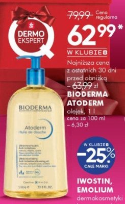 Olejek Bioderma Atoderm Huile de Douche 1l promocja w Super-Pharm