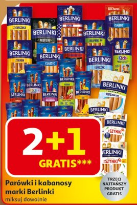 Parówki i kabanosy marki Berlinki, miksuj dowolnie promocja w Auchan