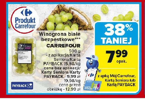 Winogrona białe bezpestkowe Carrefour targ świeżości promocja