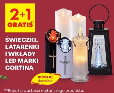 Świeczki, latarenki i wkłady LED marki Cortina 2+1 gratis promocja w Biedronka