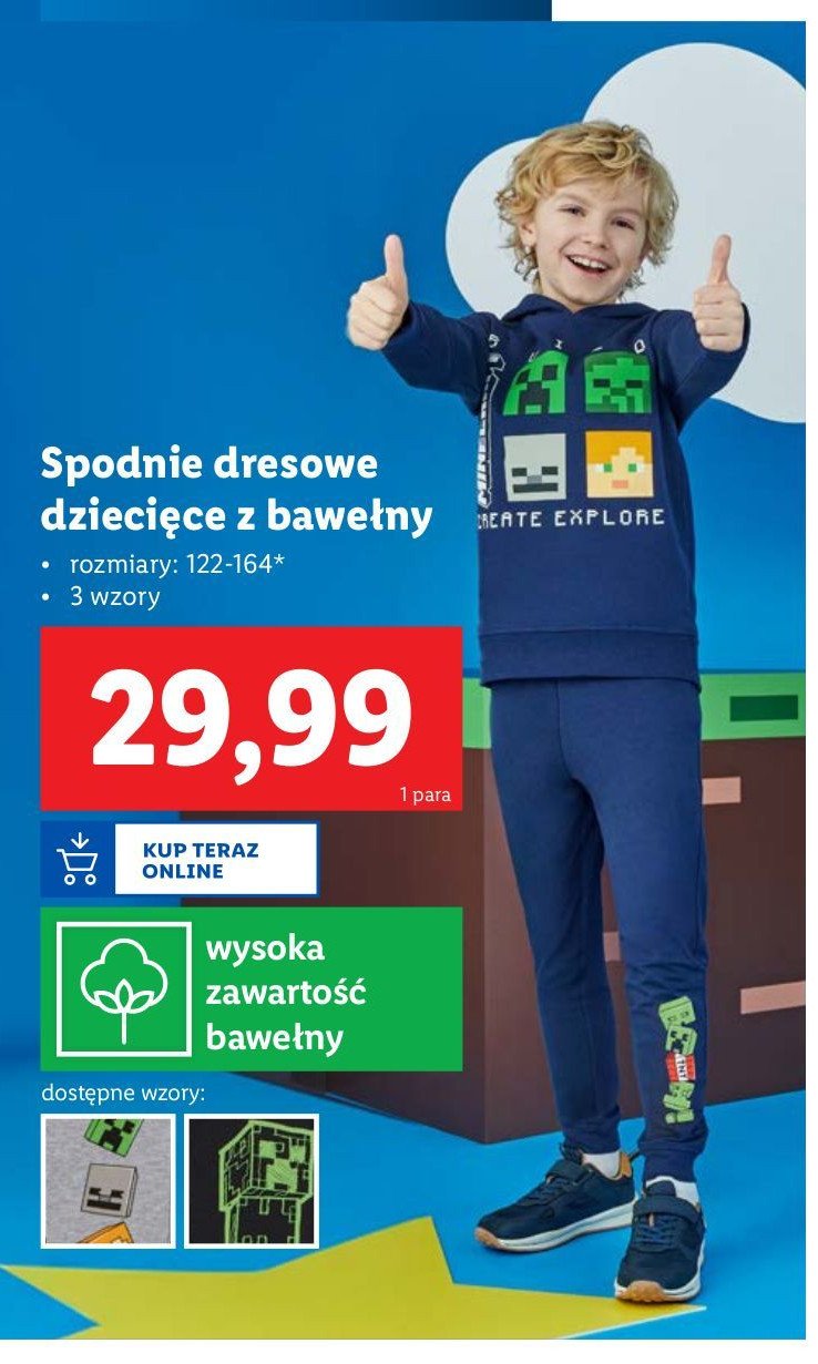 Spodnie dresowe chłopięce minecraft promocja