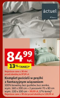 Komplet pościeli w prążki z fantasyjnym wzorzystem 100% bawełna, bez guzików, bez zamka, wym.: 160 x 200 cm + 2 poszewki 70 x 80 cm / 220 x 200 cm + 2 poszewki 70 x 80 cm promocja w Auchan