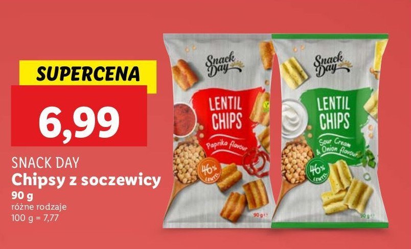 Chipsy z soczewicy paprykowe Snack day promocja w Lidl