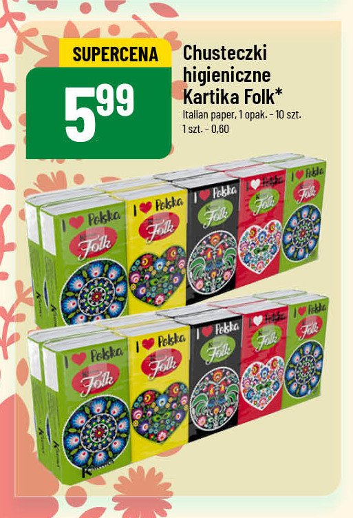 Chusteczki higieniczne folk Kartika promocja