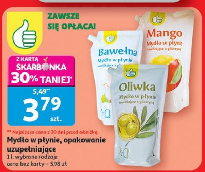 Mydło w płynie, opakowanie uzupełniające 1 l Auchan promocja w Auchan