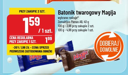 Batonik z masy twarogowej z kawałkami czekolady w polewie kakaowej Magija promocja