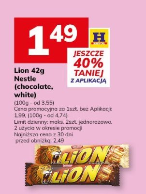 Baton Lion 42g Nestle (chocolate, white) promocja w Hitpol