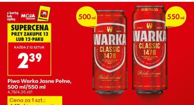 Piwo Warka Jasne Pełne 500 ml promocja w Biedronka