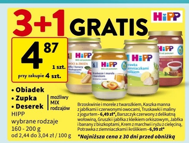 Truskawki i maliny z jogurtem Hipp owoce & jogurt promocja w Intermarche