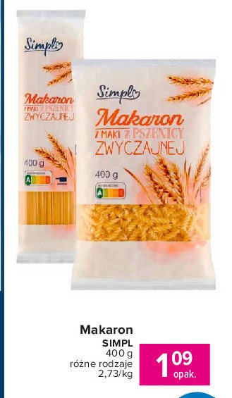 Makaron spaghetii Carrefour simply promocja