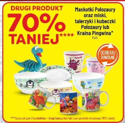 Maskotki Polozaury oraz miski, talerzyki i kubeczki Polozaury lub Kraina Pingwina promocja w POLOmarket