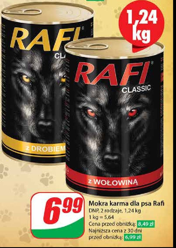 Karma dla psa z wołowiną Rafi classic promocja
