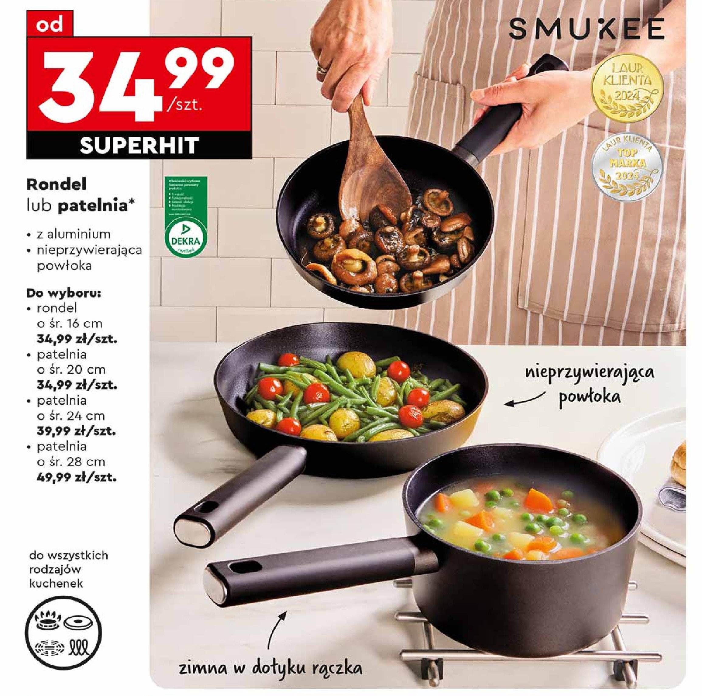 Patelnia aluminiowa 28 cm Smukee promocja w Biedronka