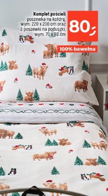 Komplet pościeli: poszewka na kołdrę wym. 220 x 200 cm oraz 2 poszewki na poduszki wym. 70 x 80 cm, 100% bawełna promocja w Dealz