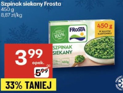 Szpinak siekany Frosta promocja w Delikatesy Centrum