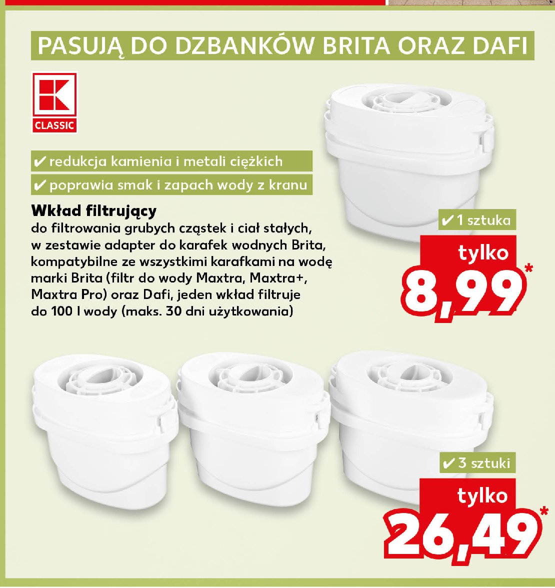 Wkład do dzbanka filtrującego K-classic promocja w Kaufland